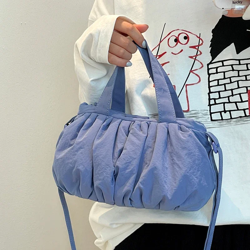 Summer Waterproof Nylon Fabric Casual Versatile Crossbody Bag and Shoulder Bags for Woman New Pleated Cloud Bag Fashionable