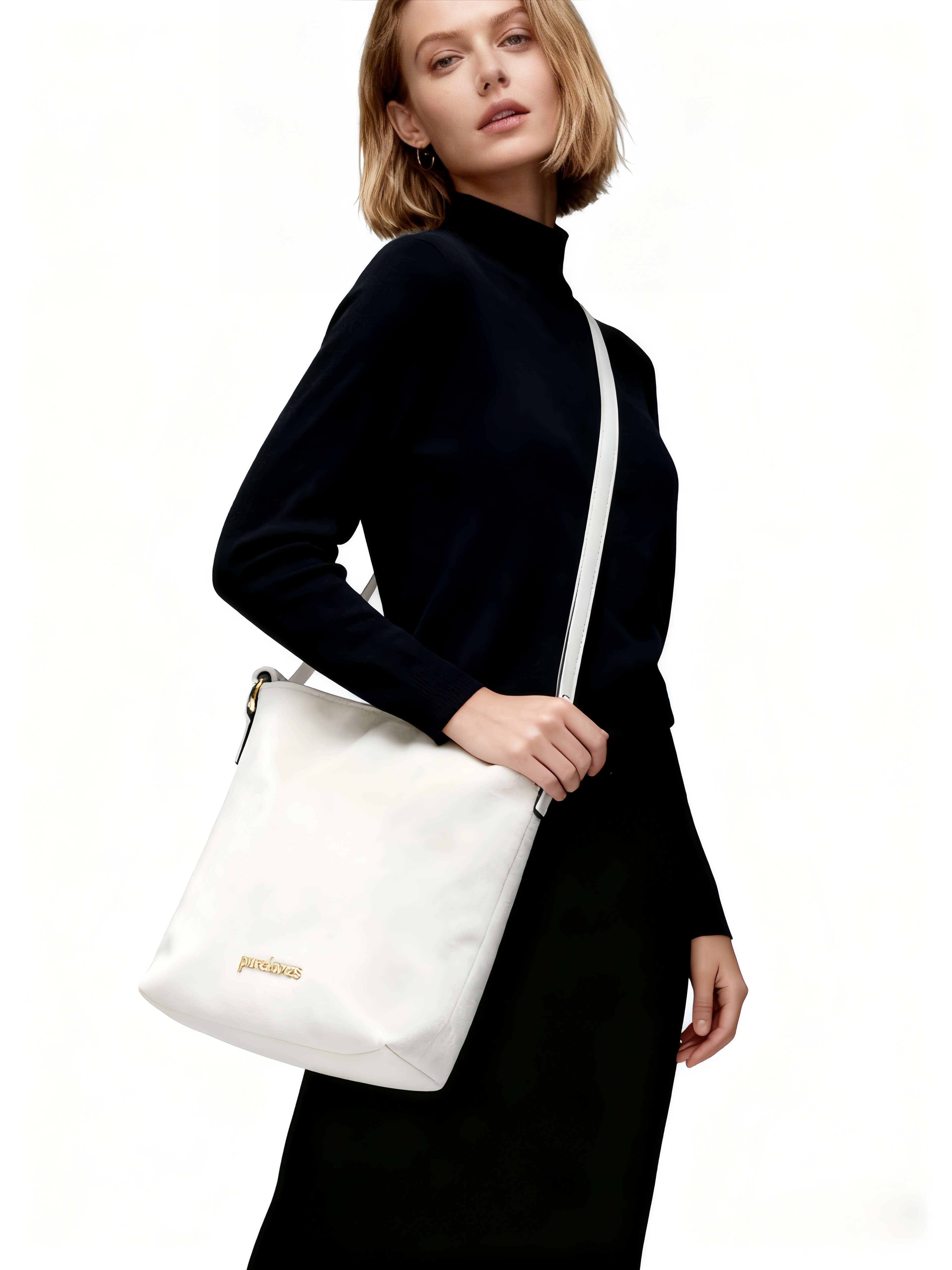 Purselovers Charm White Suede Crossbody Bag